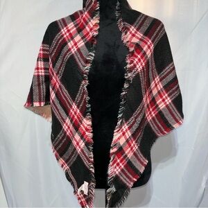 Reversible Shawl Plaid to Floral Romantic Preppy Wrap